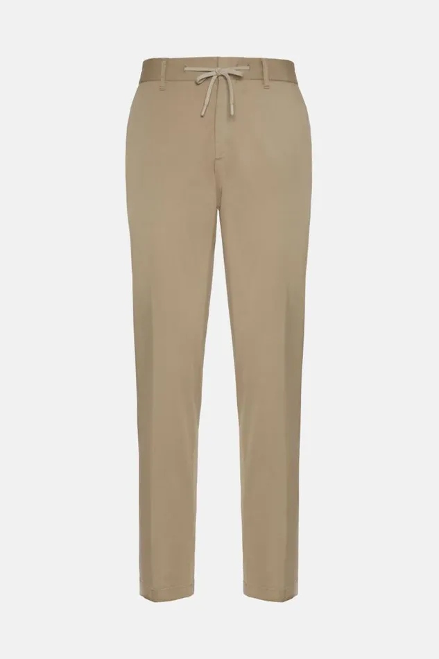 Trousers Men Boggi Milano B Tech Stretch Cotton And Nylon Trousers Beige