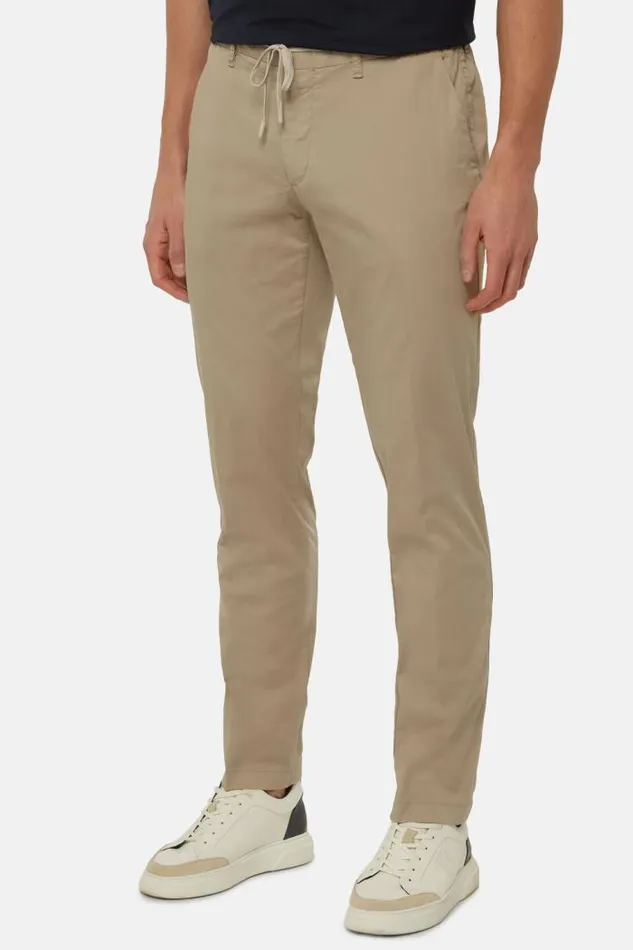 Trousers Men Boggi Milano B Tech Stretch Cotton And Nylon Trousers Beige Trousers Men Boggi Milano B Tech Stretch Cotton And Nylon Trousers Beige