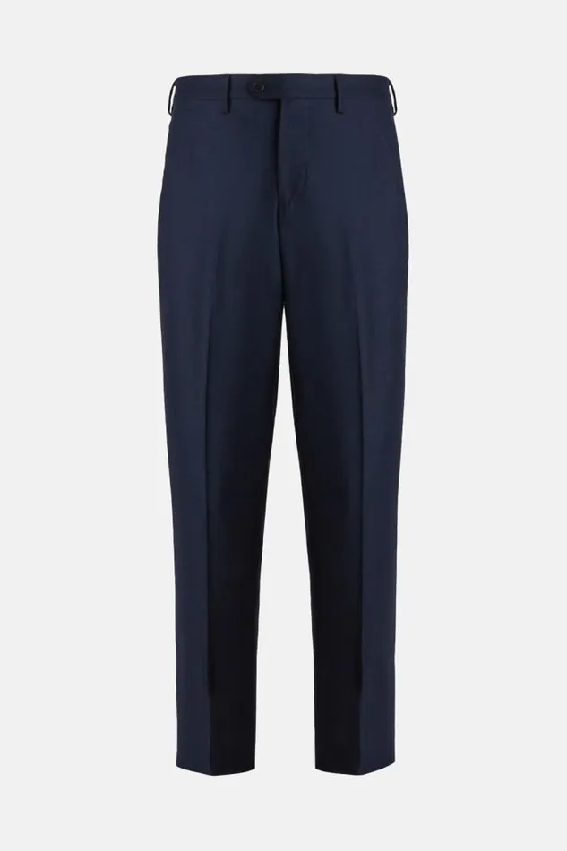 Trousers Men Boggi Milano Regular Fit Birdseye Wool Trousers Bluette