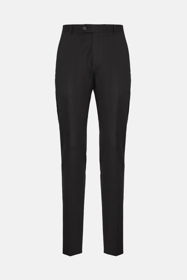 Trousers Men Boggi Milano Regular Fit Charcoal Grey Super 130 Wool Trousers Charcoal