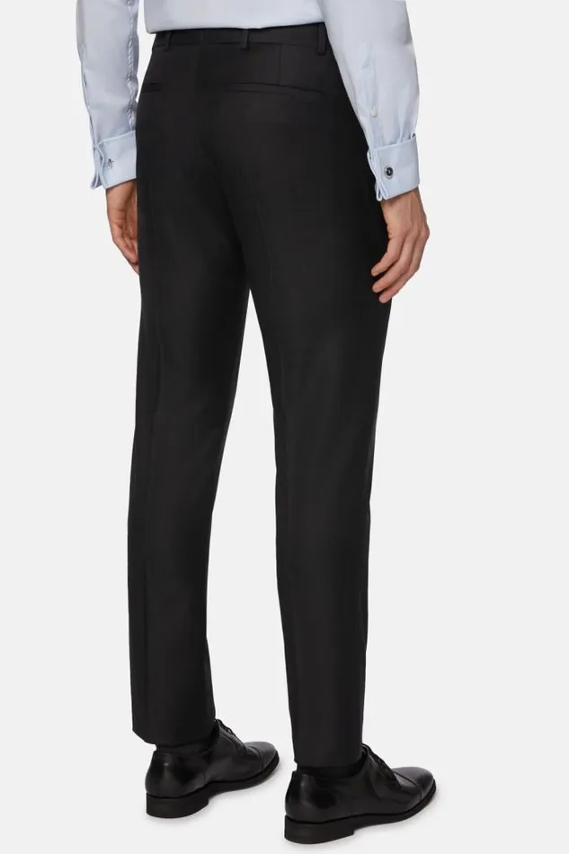 Trousers Men Boggi Milano Regular Fit Charcoal Grey Super 130 Wool Trousers Charcoal