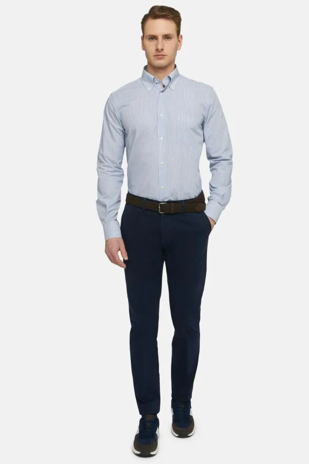 Trousers Men Boggi Milano Stretch Cotton Gabardine Trousers Navy Blue Trousers Men Boggi Milano Stretch Cotton Gabardine Trousers Navy Blue