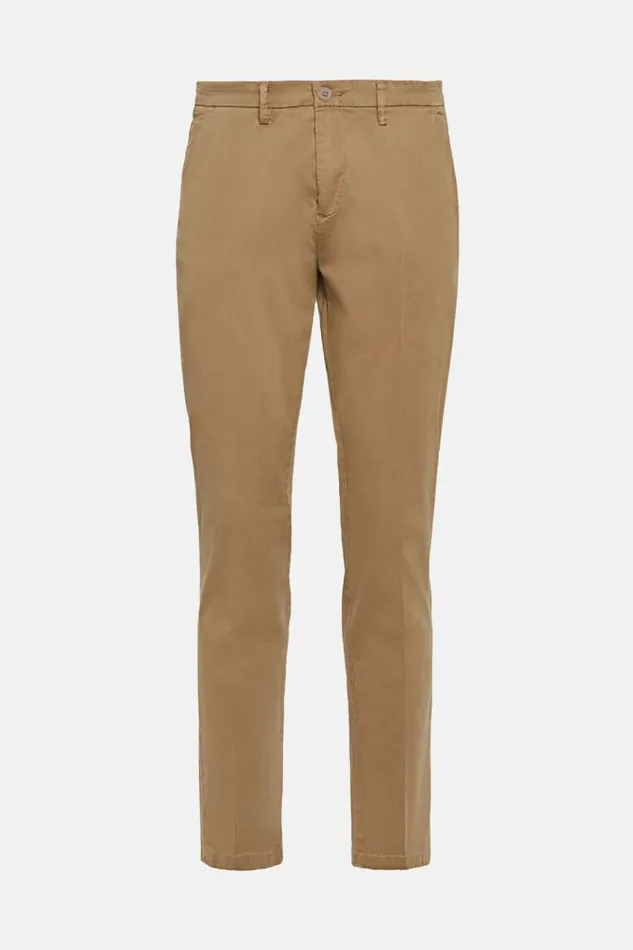 Trousers Men Boggi Milano Stretch Cotton Gabardine Trousers Taupe