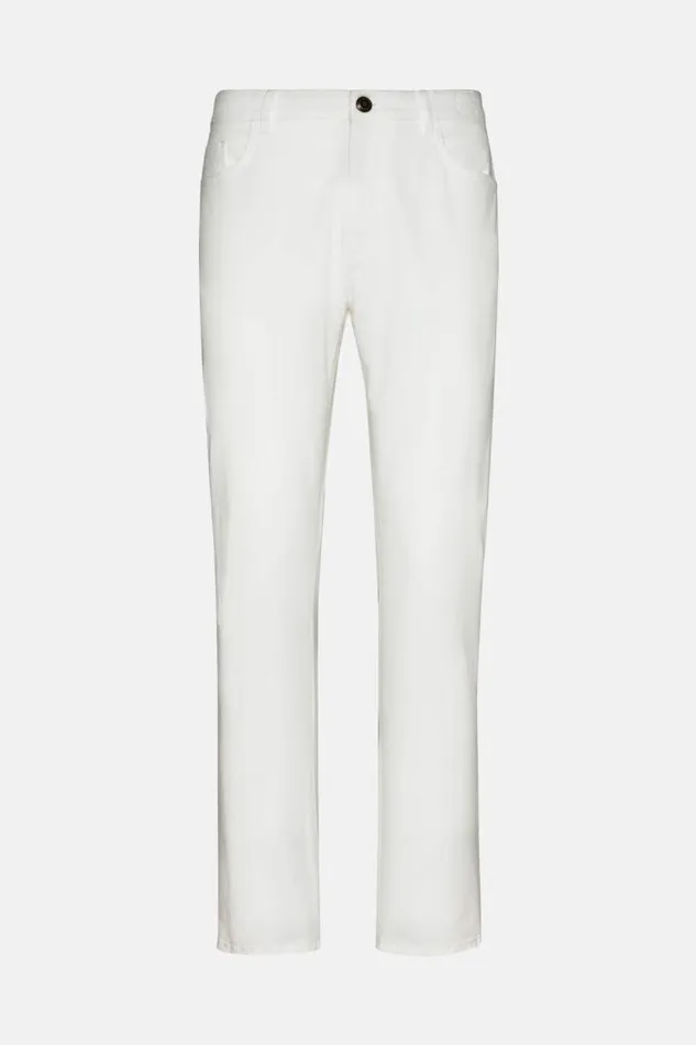 Trousers Men Boggi Milano Stretch Cotton Jeans White