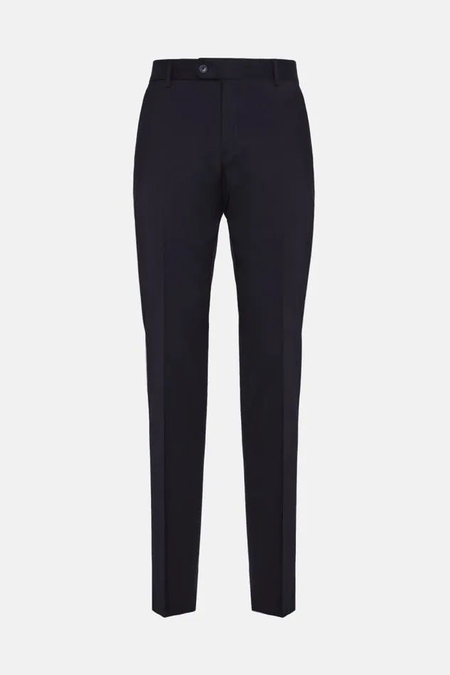 Trousers Men Boggi Milano Trousers In Stretch Knitted Wool Navy Blue