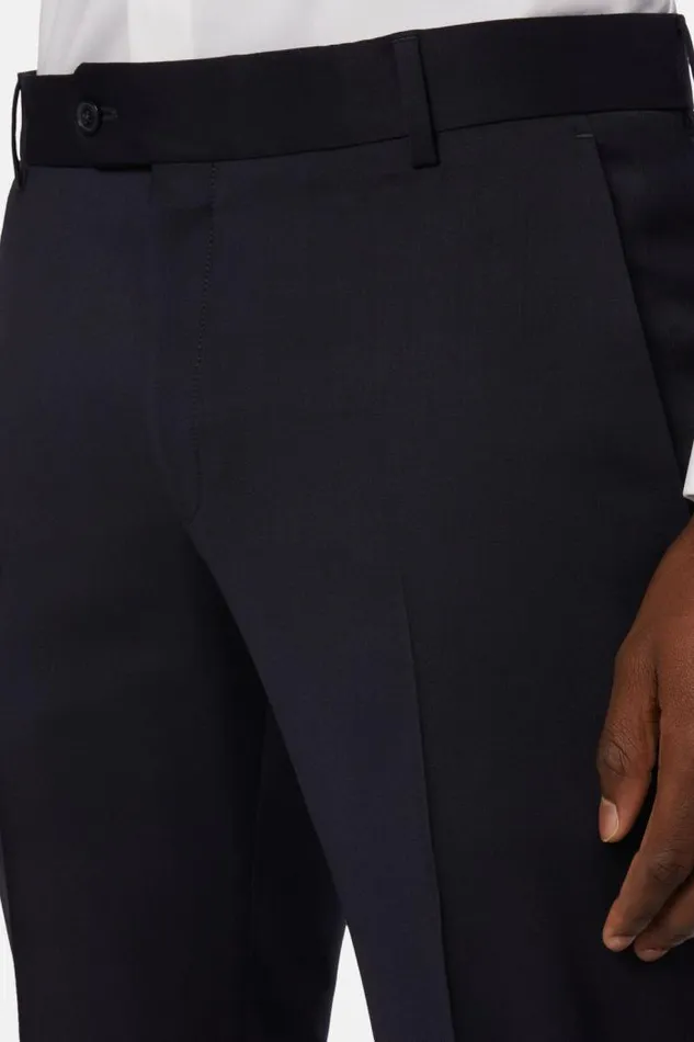 Trousers Men Boggi Milano Trousers In Stretch Knitted Wool Navy Blue Trousers Men Boggi Milano Trousers In Stretch Knitted Wool Navy Blue