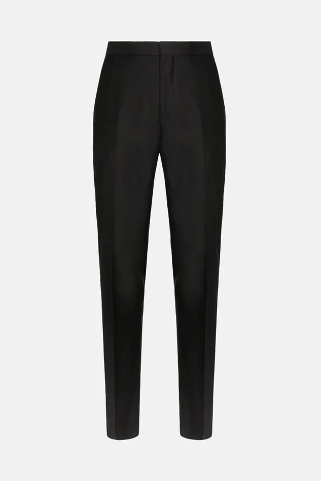 Trousers Men Boggi Milano Tuxedo Trousers In Wool Black