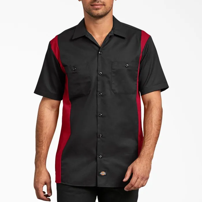 TwoTone Short Sleeve Work Shirt Black Red Tone Black Red Tone bker Men Dickies Work Shirts TwoTone Short Sleeve Work Shirt Black Red Tone Black Red Tone bker Men Dickies Work Shirts