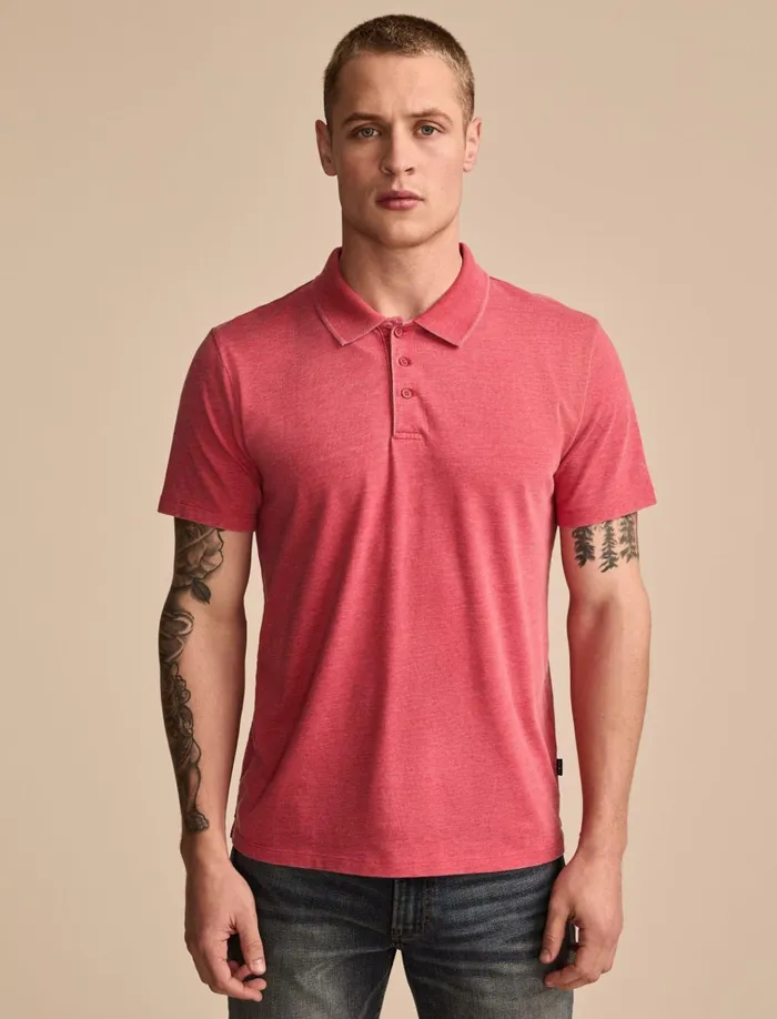 Venice Burnout Polo Mars Red Men Lucky Brand Shirts and Tops