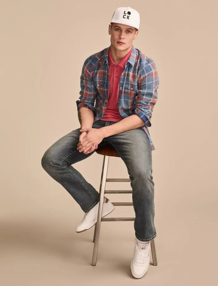 Venice Burnout Polo Mars Red Men Lucky Brand Shirts and Tops