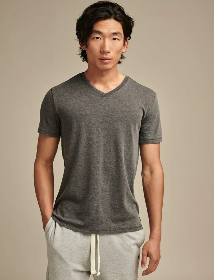 Venice Burnout V Neck Tee Jet Black Men Lucky Brand Shirts and Tops