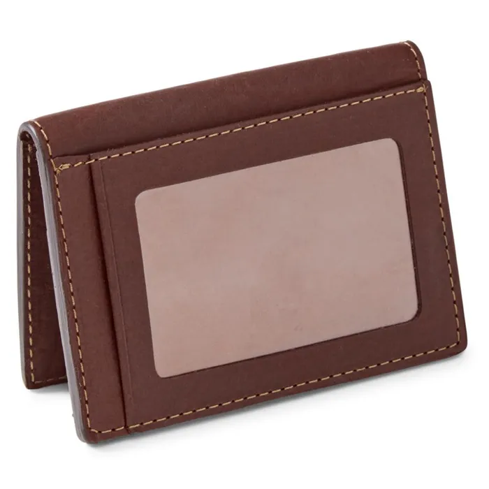 Wallets Men Orvis Bison Leather Folding Card Carrier Brown
