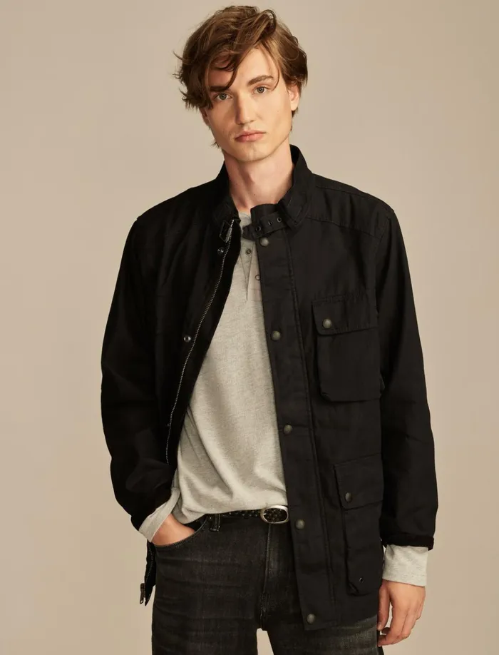 Waxed Touring Jacket Jet Black Men Lucky Brand Jackets and Outerwear