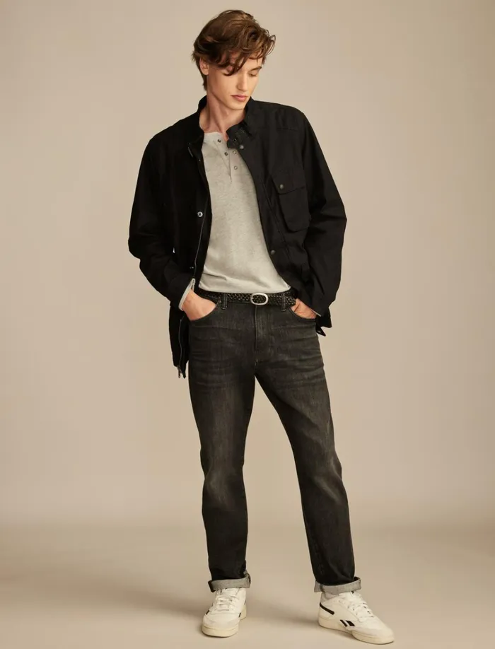 Waxed Touring Jacket Jet Black Men Lucky Brand Jackets and Outerwear