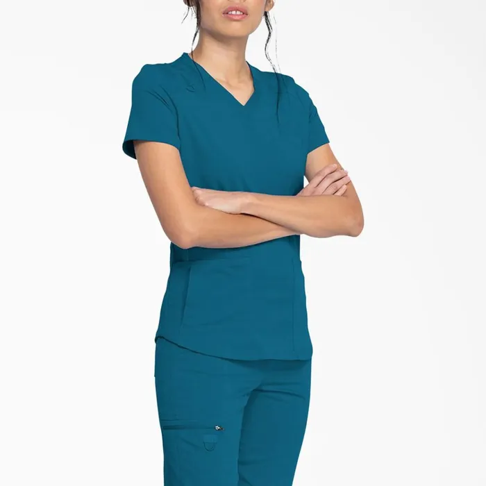 Women039s Balance VNeck Scrub Top With Zip Pocket Caribbean Blue Caribbean Blue crb Women Dickies Scrubs Women039s Balance VNeck Scrub Top With Zip Pocket Caribbean Blue Caribbean Blue crb Women Dickies Scrubs