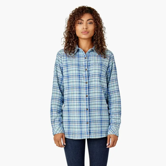 Women039s Plaid Flannel Long Sleeve Shirt Clear BlueOrchard Plaid Clear Blueorchard Plaid b2y Women Dickies Button Up Women039s Plaid Flannel Long Sleeve Shirt Clear BlueOrchard Plaid Clear Blueorchard Plaid b2y Women Dickies Button Up