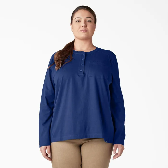 Women039s Plus Heavyweight Henley Surf Blue Surf Blue fl Women Dickies Long Sleeve TShirts Women039s Plus Heavyweight Henley Surf Blue Surf Blue fl Women Dickies Long Sleeve TShirts