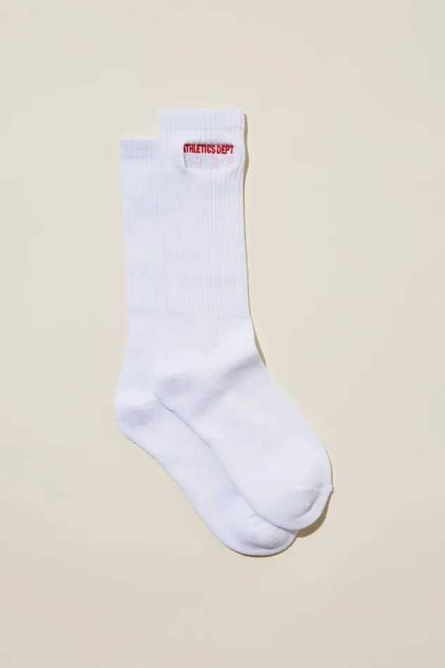 Women Accessories Cotton On Active Tube Sock Athletics Dept White Frenchie Red
