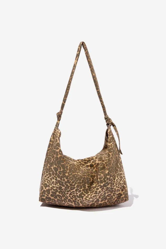 Women Bags and Belts Cotton On Alex Knotted Slouchy Tote Leopard Canvas