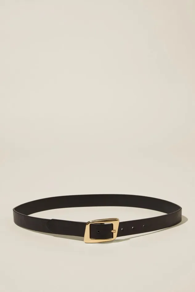 Women Bags and Belts Cotton On Angular Buckle Belt Blackgold