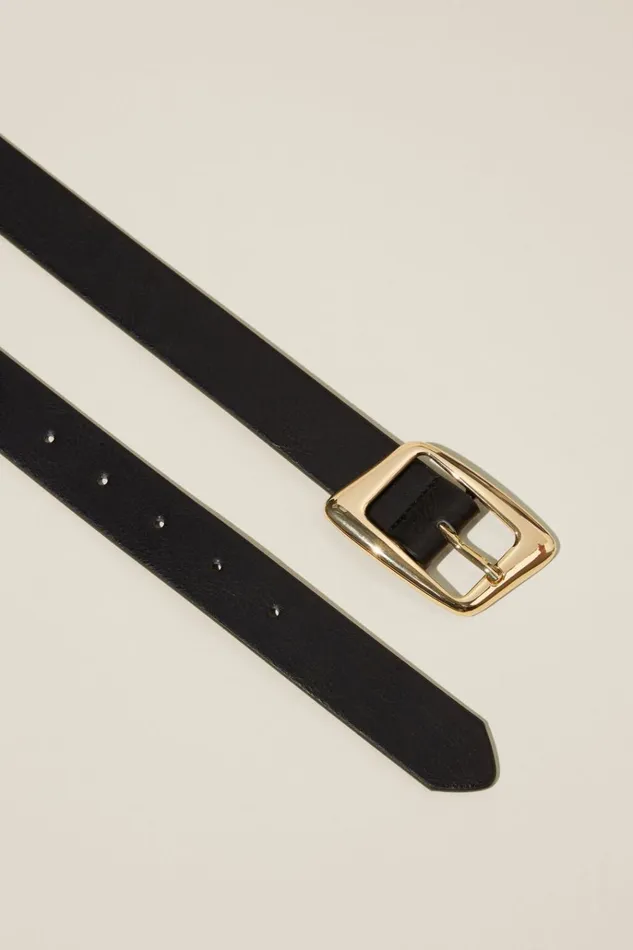 Women Bags and Belts Cotton On Angular Buckle Belt Blackgold