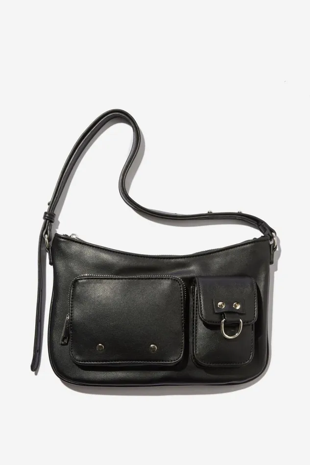 Women Bags and Belts Cotton On Aries Collection Bag Pocketsblack Pu