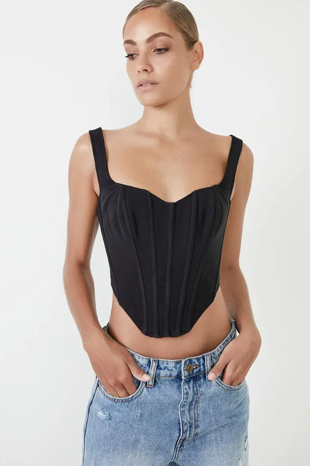 Women Bardot Corsets Fitted Corset Bustier In Black