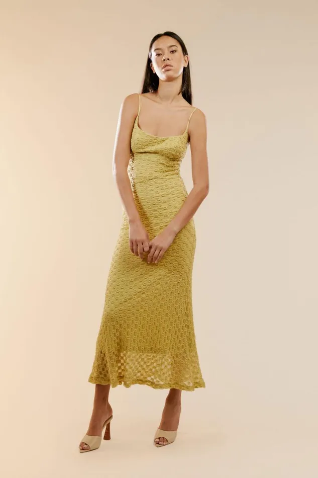 Women Bardot Day To Night Dresses Adoni Mesh Midi Dress In Moss