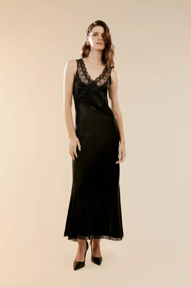 Women Bardot Day To Night Dresses Mendez Slip Dress In Black