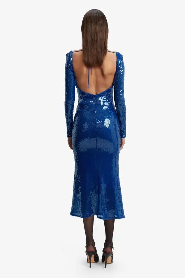 Women Bardot Party Dresses Verona Sequin Maxi Dress In Cobalt Women Bardot Party Dresses Verona Sequin Maxi Dress In Cobalt
