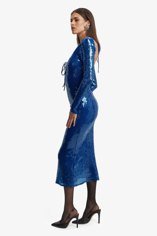 Women Bardot Party Dresses Verona Sequin Maxi Dress In Cobalt Women Bardot Party Dresses Verona Sequin Maxi Dress In Cobalt