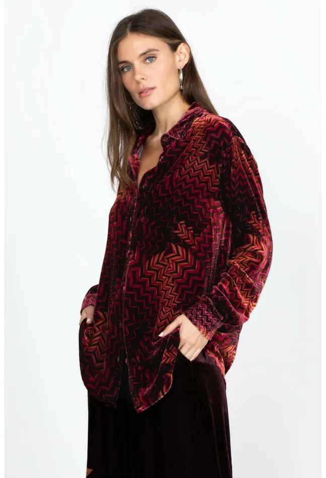 Women Belle Velvet Oversized Shirt Belle Johnny Was Tops