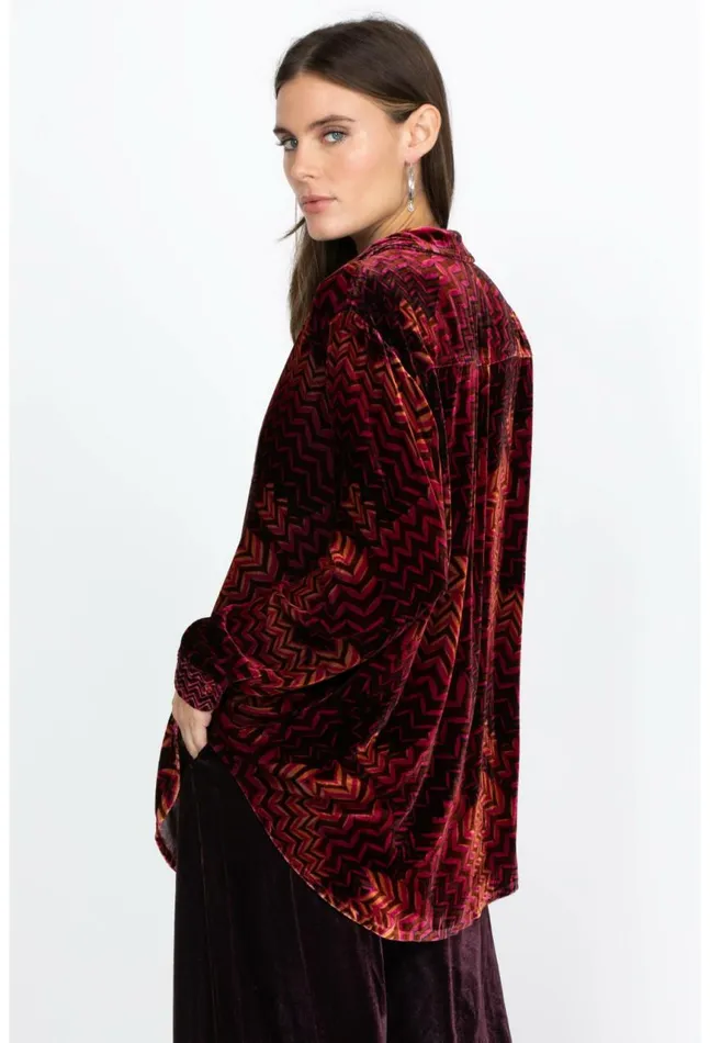 Women Belle Velvet Oversized Shirt Belle Johnny Was Tops