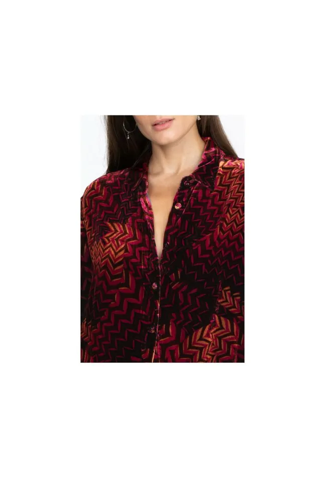Women Belle Velvet Oversized Shirt Belle Johnny Was Tops