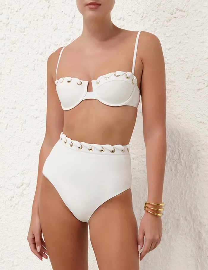 Women Bikinis Zimmermann Halliday Eyelet Pant Ivory