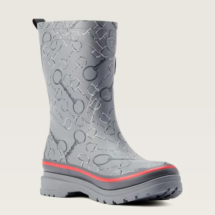 Women Booties Ariat Kelmarsh Mid Rubber Boot Grey Bit Print Women Booties Ariat Kelmarsh Mid Rubber Boot Grey Bit Print
