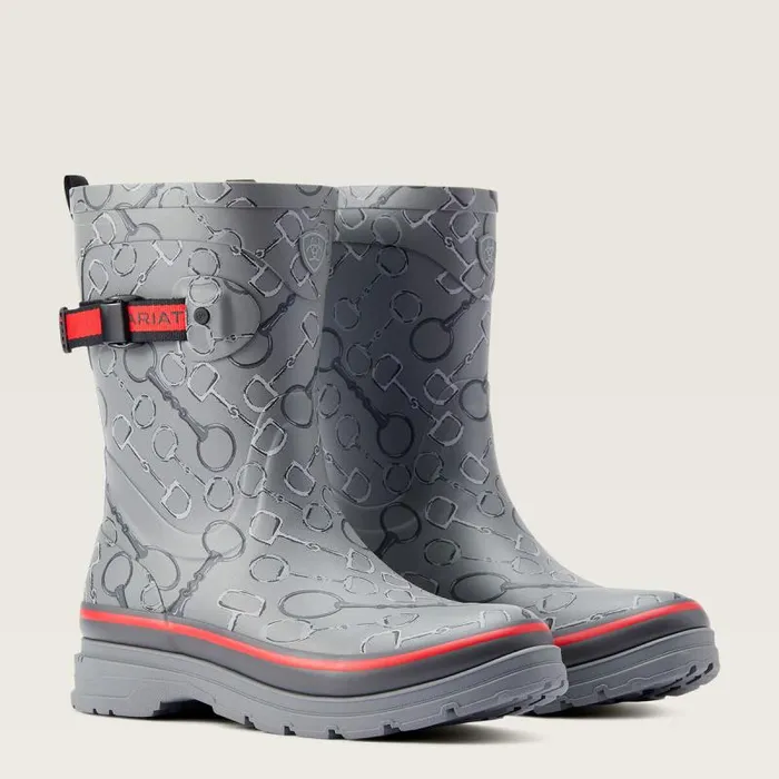 Women Booties Ariat Kelmarsh Mid Rubber Boot Grey Bit Print Women Booties Ariat Kelmarsh Mid Rubber Boot Grey Bit Print