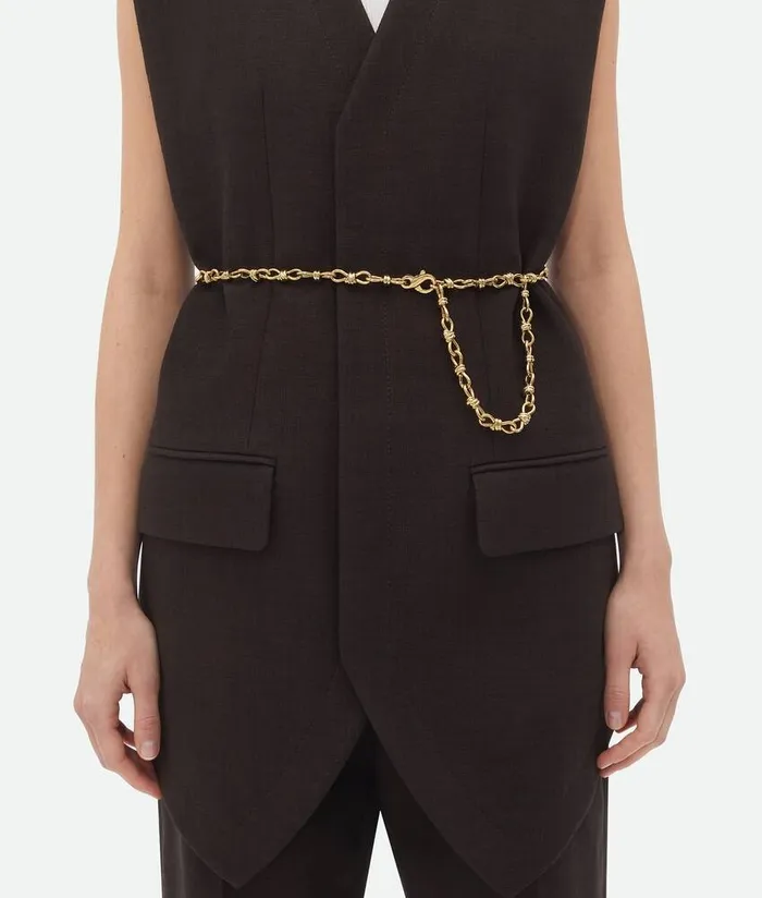 Women Bottega Veneta Belts Andiamo Chain Belt Muse Brass