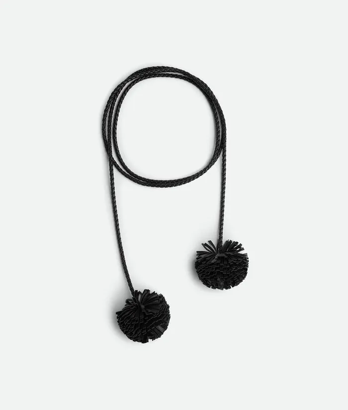 Women Bottega Veneta Belts Pompom Coaxial Belt Black