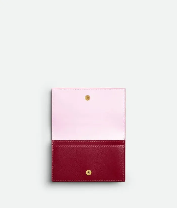 Women Bottega Veneta Card Cases Cassette Business Card Case Dark Red Bliss Washed