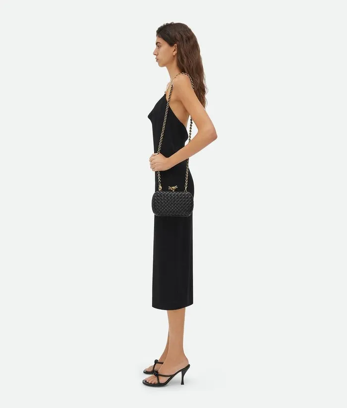 Women Bottega Veneta Clutch Knot Chain Black