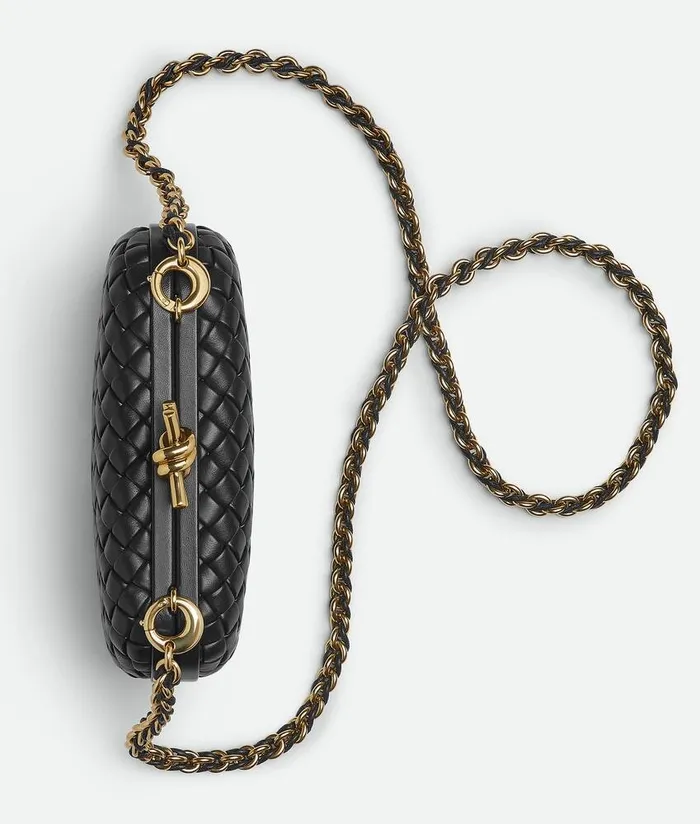 Women Bottega Veneta Clutch Knot Chain Black
