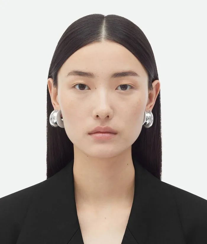 Women Bottega Veneta Earrings Large H Beam Earrings Silver