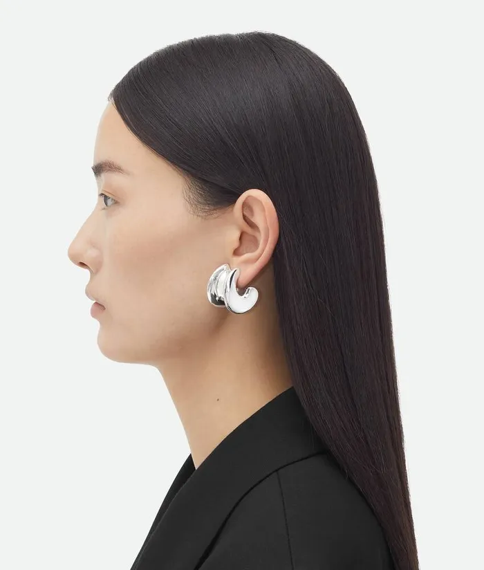 Women Bottega Veneta Earrings Large H Beam Earrings Silver