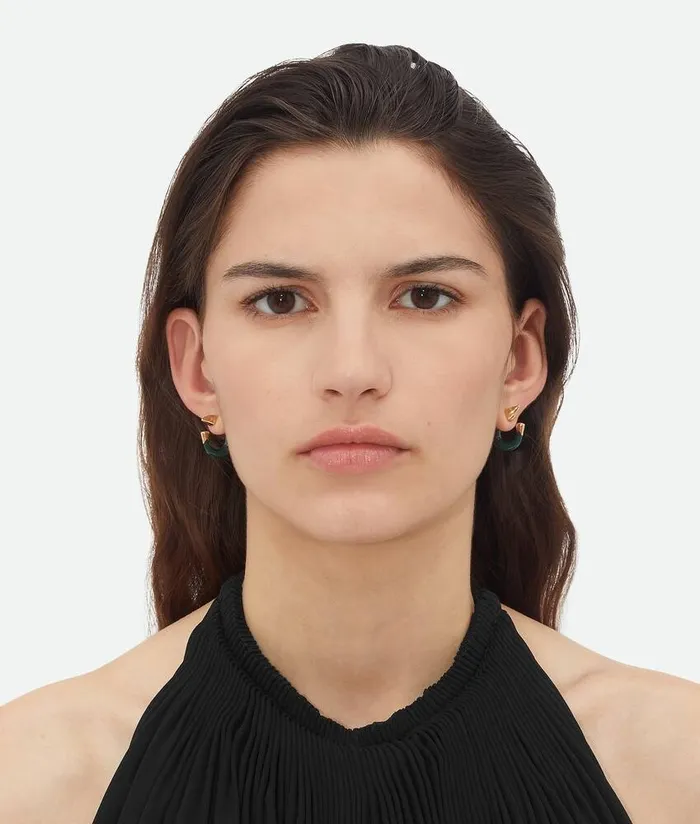 Women Bottega Veneta Earrings Sardine Earrings Dark Green