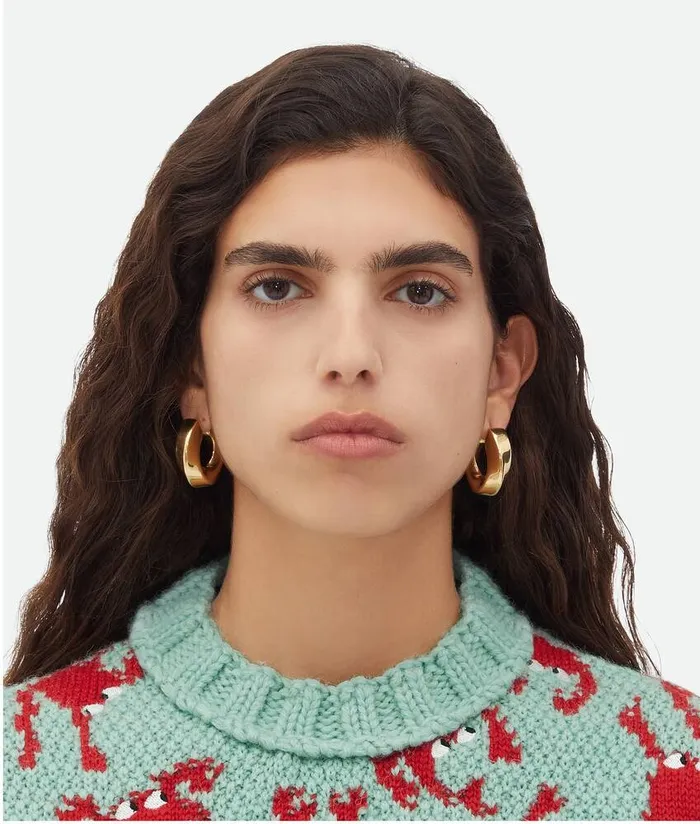 Women Bottega Veneta Earrings Twist Hoop Earrings Yellow Gold