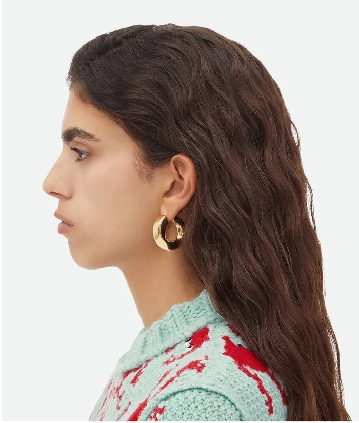 Women Bottega Veneta Earrings Twist Hoop Earrings Yellow Gold