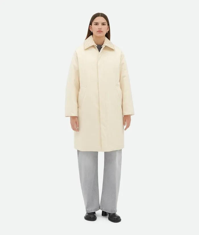 Women Bottega Veneta Jackets Cotton Twill Puffer Jacket Sea Salt