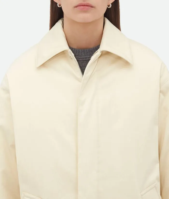 Women Bottega Veneta Jackets Cotton Twill Puffer Jacket Sea Salt