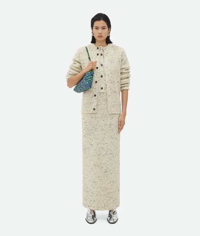 Women Bottega Veneta Knitwear Textured Wool Rib Cardigan Dove